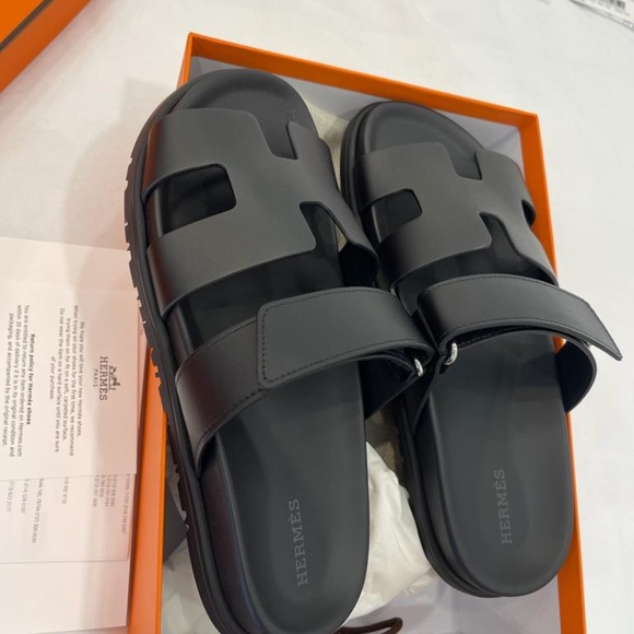 Black Hermès Sandals - Picture 1 of 2